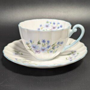 Shelley England Fine Bone China Blue Rock Cup & Saucer Set Vintage